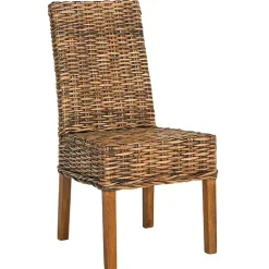 Natural Rattan Wood Woven 2-pc. Dining Chair Set