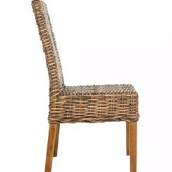 Natural Rattan Wood Woven 2-pc. Dining Chair Set