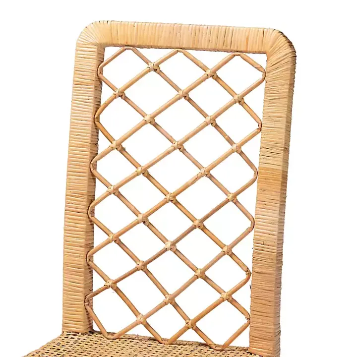 Natural Rattan Woven Back Dining Chairs, Set of 2