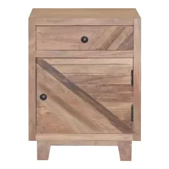 Natural Reclaimed Wood Diagonal Slats Nightstand