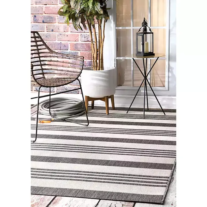 Natural Robin Stripe Outdoor Area Rug, 6x9