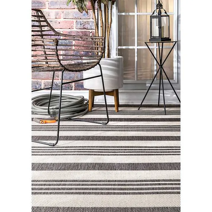 Natural Robin Stripe Outdoor Area Rug, 6x9
