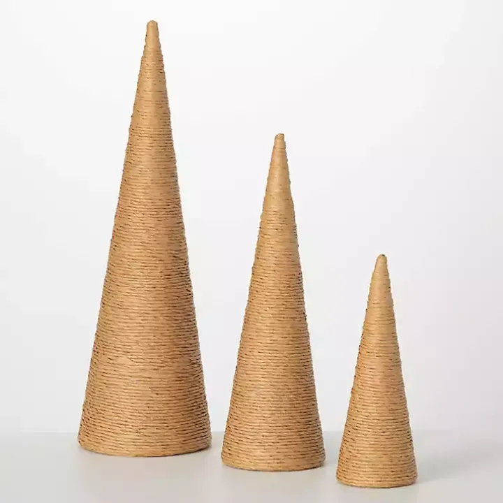 Natural Rope Tabletop Christmas Trees, Set of 3