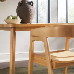 Natural Rounded Modern Dining Chairs, Set of 2