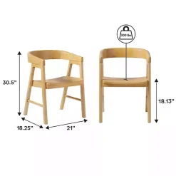 Natural Rounded Modern Dining Chairs, Set of 2