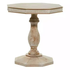 Natural Rustic Wood Octagon Accent Table