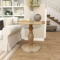 Natural Rustic Wood Octagon Accent Table