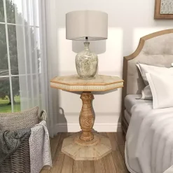 Natural Rustic Wood Octagon Accent Table