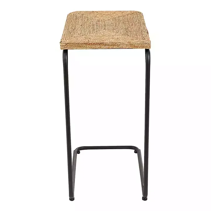 Natural Seagrass and Black Metal C-Table
