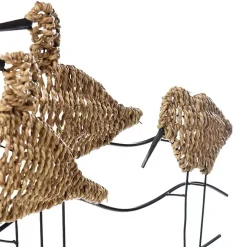 Natural Seagrass and Metal Birds Wall Plaque