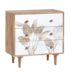 Natural Seaside Tropical Leaves 3-Drawer Chest