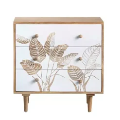 Natural Seaside Tropical Leaves 3-Drawer Chest