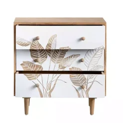 Natural Seaside Tropical Leaves 3-Drawer Chest