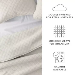 Natural Stitched Diamond 3-pc. King Quilt Set