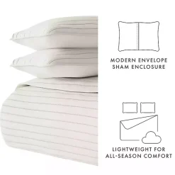 Natural Stitched Stripes 2-pc. Twin Quilt Set