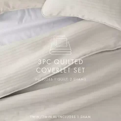 Natural Stitched Stripes 2-pc. Twin Quilt Set