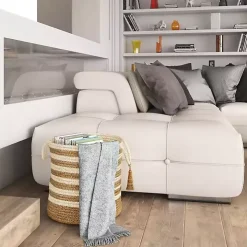 Natural Striped Jute Basket with Handles, 19 in.