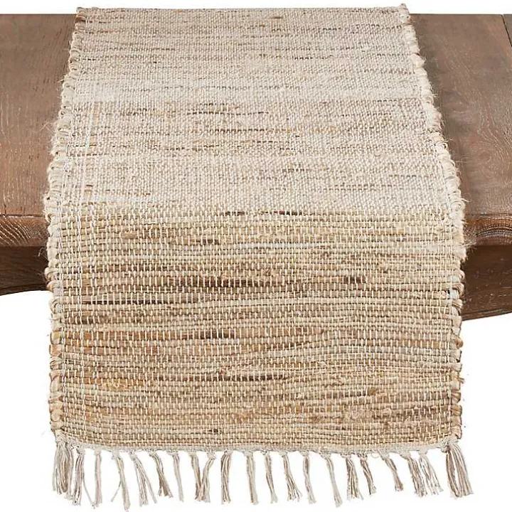 Natural Tasseled Chindi Outdoor Table Runner