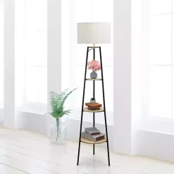 Natural 3-Tier Tripod Floor Lamp