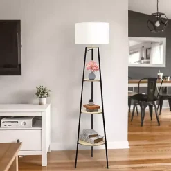 Natural 3-Tier Tripod Floor Lamp