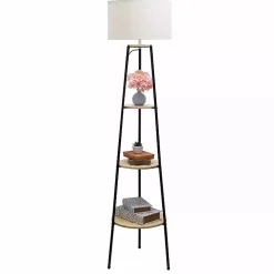 Natural 3-Tier Tripod Floor Lamp