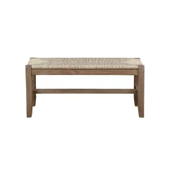 Natural Twisted Seagrass and Wood Bench