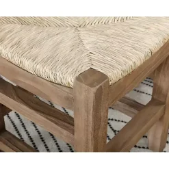 Natural Twisted Seagrass and Wood Bench