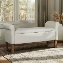 Natural Upholstered Aubrey Storage Bench