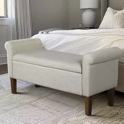 Natural Upholstered Aubrey Storage Bench