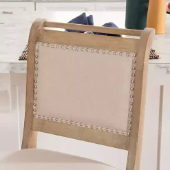 Natural Upholstered Wood Frame Counter Stool