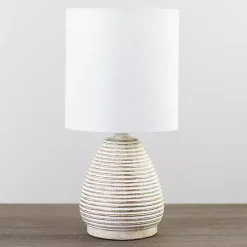 Natural White Stripe Table Lamp