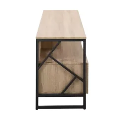 Natural Wood and Black Steel Media Stand