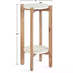 Natural Wood and Marble Moxley Accent Table