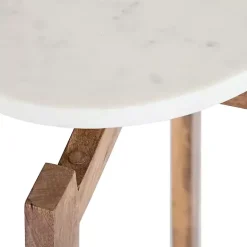Natural Wood and Marble Moxley Accent Table