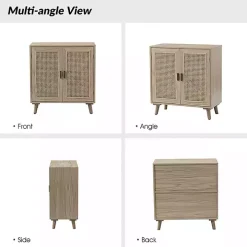 Natural Wood and Rattan Carpinteria Cabinet
