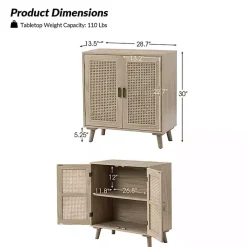 Natural Wood and Rattan Carpinteria Cabinet