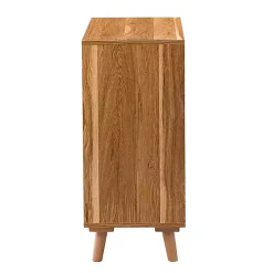 Natural Wood and Rattan 2-Door Cabinet