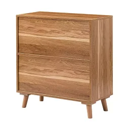 Natural Wood and Rattan 2-Door Cabinet