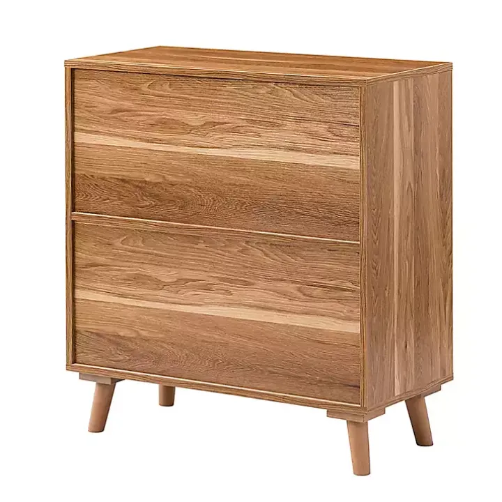 Natural Wood and Rattan 2-Door Cabinet
