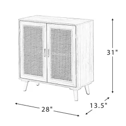 Natural Wood and Rattan 2-Door Cabinet