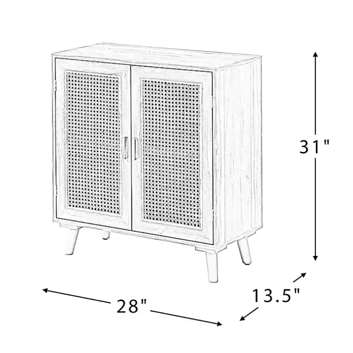 Natural Wood and Rattan 2-Door Cabinet