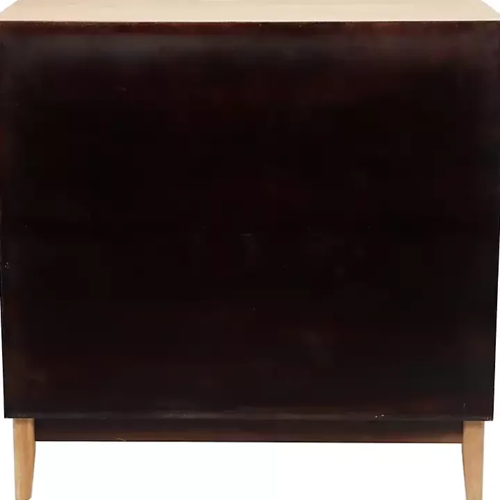 Natural Wood and Rattan 2-Door Storage Cabinet