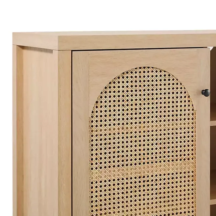 Natural Wood and Rattan 2-Door Sideboard