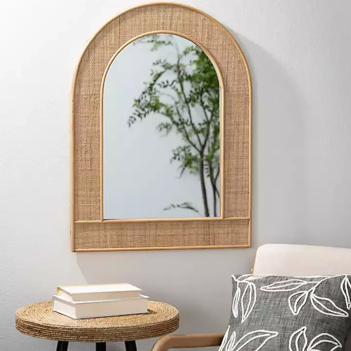 Natural Wood and Seagrass Accent Tables, Set of 2