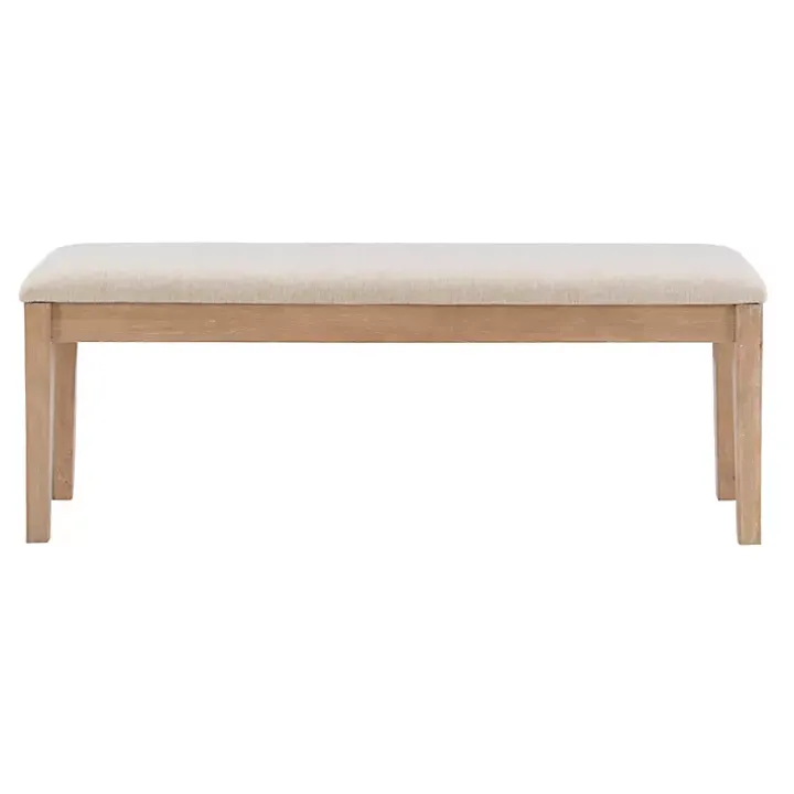 Natural Wood and Upholstered Seat Bench
