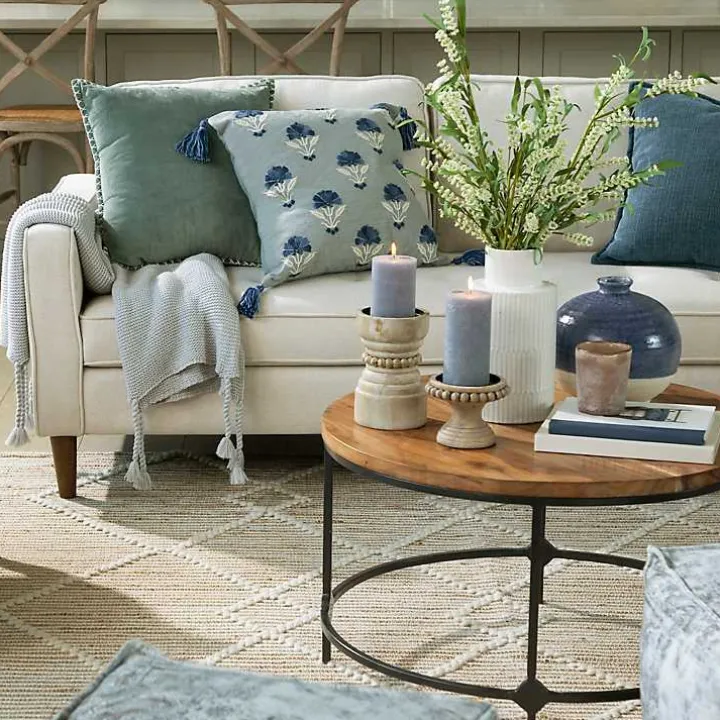 Natural Wood Beaded Pillar Candle Holder, 8 in.