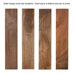 Natural Wood Black Metal Accent Table