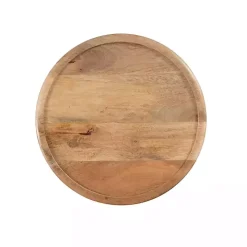 Natural Wood Carved Diamonds Accent Table