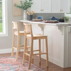 Natural Wood Devin Bar Stools, Set of 2
