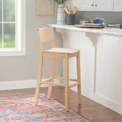 Natural Wood Devin Bar Stools, Set of 2